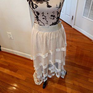 Joyfolie high-low tiered lace skirt